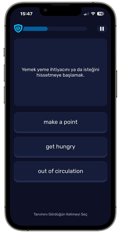 Collocations practice screen